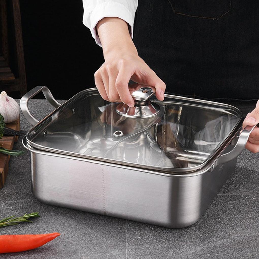 Shabu-shabu Half-and-half Pot Stainless Steel Hot Pot Camping Stew Pot