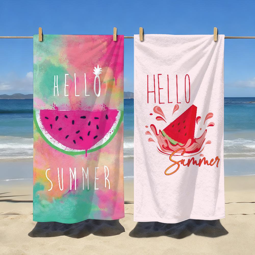 Toalla Artística de Sandía Hola Verano Deportiva Secado Rápido Equipo de Viaje Camping Resistente a la Arena Suave Ligera Grande Toalla de Playa