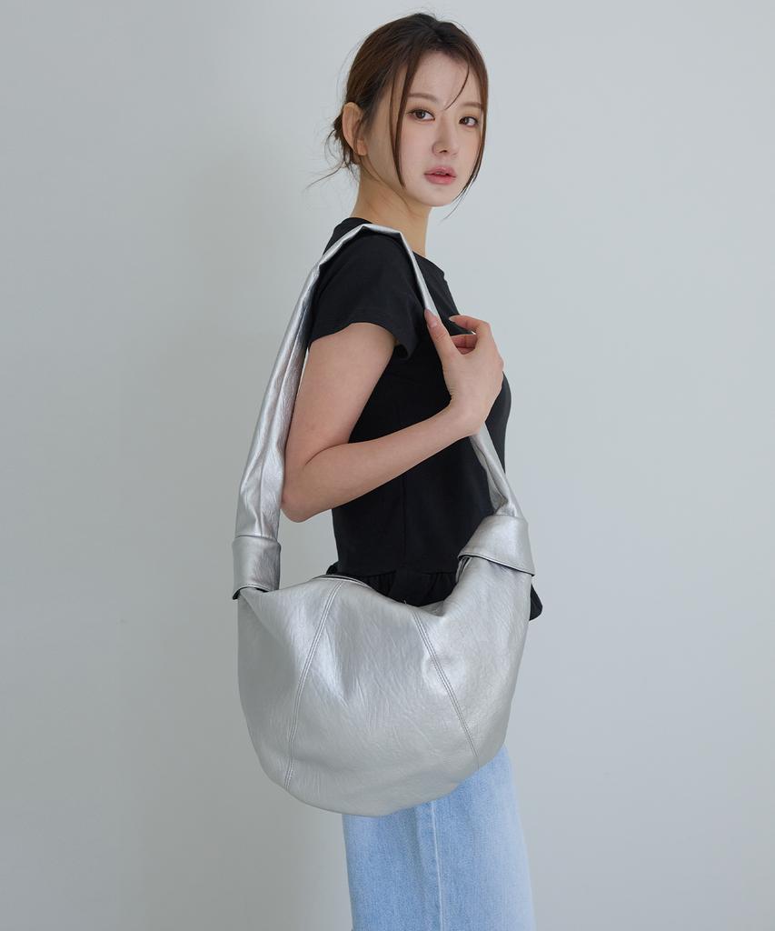 Awesome Studio Faux Leather Shoulder Bag Silver