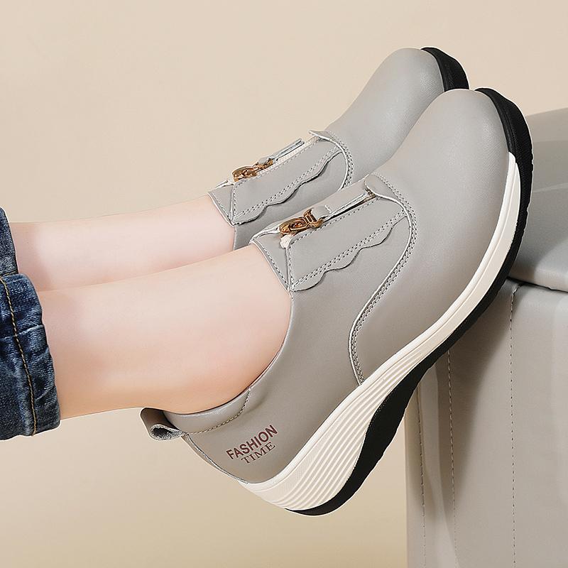 Damen Plateau Loafers Mokassins Casual Slipper Dicke Sohle Elevator Shake Schuhe für Mutter Übergröße