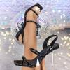Mode Damen Sommer Mode Slipper High Heel Sandalen Frauen Elegant Eckige Zehen Absatz Hochzeit Bankett Schuhe Große Größe 35-46 Sandalen