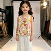 Girls Summer Floral Camisole Romper Set Baby Beach Cool Two Piece Outfit For Kids