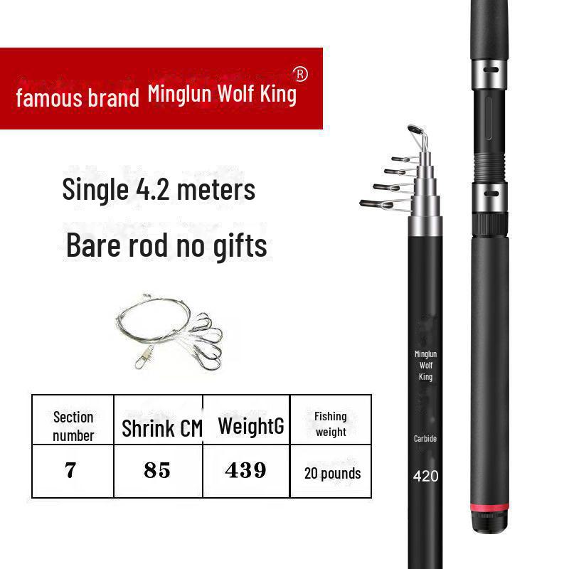 Minglun Wolf King Carbon Sea Rod Set: Super Hard, Long-Cast Fishing Gear.