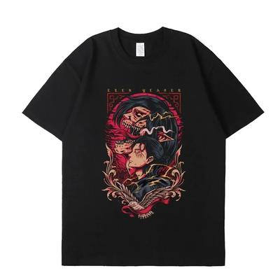 Anime Attack on Titan T-Shirt Herren Baumwolle Cartoon T-Shirt Damen Harajuku T-Shirt Japanischer Manga Kurzarm Tops Übergröße Herren T-Shirts