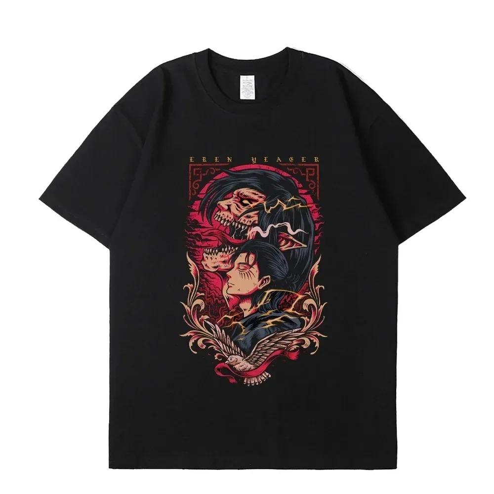 Anime Atak Tytanów T-Shirt Męski Bawełniany Kreskówkowy T-shirt Damski Harajuku T-shirt Japońska Manga Krótki Rękaw Top Oversize Męskie T-shirty