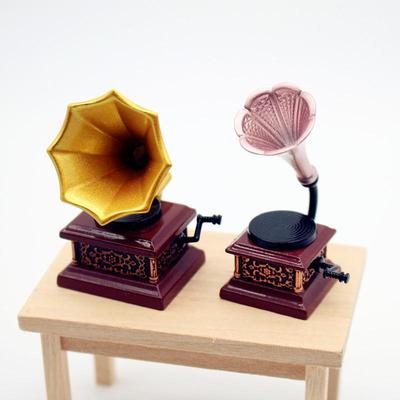Puppenhaus Vintage Grammophon Miniatur Modell Wohnzimmer Zubehör Puppenhaus Dekoration Kinder Rollenspiel Spielzeug Ornamente Geschenke