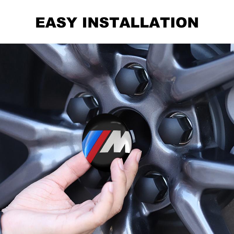 4 stk 56mm Aluminiumslegering Bil Hjul Senter Dekal Nav Klistremerke For BMW M E34 E36 E60 E90 E46 E39 E70 F10 F20 F30 X5 X6 X1 M3 M5 M6 E71 F01 F02 F87