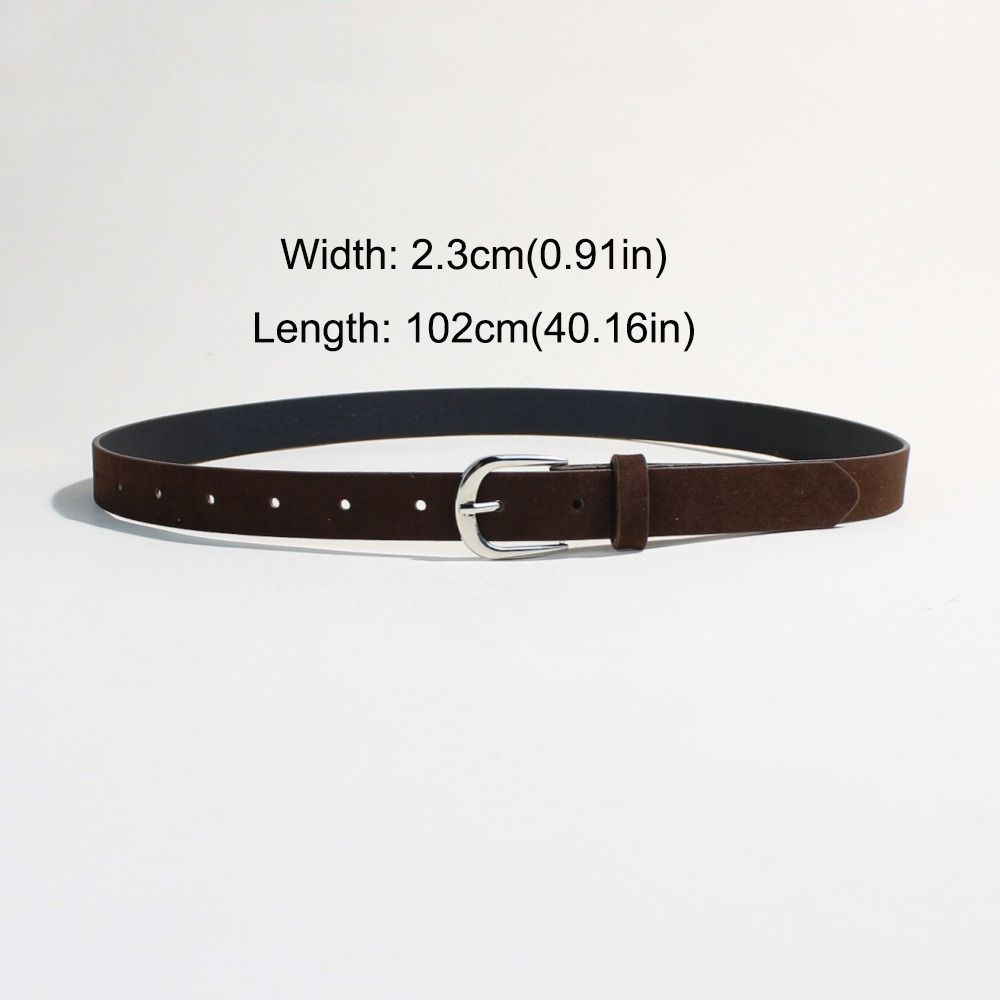 Luxury Design Suede Leather Belt Pin Buckle Vintage Women Waist Belt Versatile Retro Frosted Thin Waistband Jeans Decoration