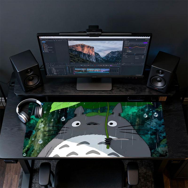 Totoro Cartoon Muismat, Grote Gaming Bureau Mat, Antislip XXL Muismat voor Laptop & Tablet, Mini PC Speelmat met Gestikte Randen
