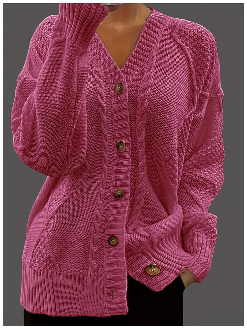 

Women s Cardigans Sweater V Neck Button Down Long eeve Slweater Jumpers Top Loose Open Front Coat Outwear 2XL рожевий червоний колір
