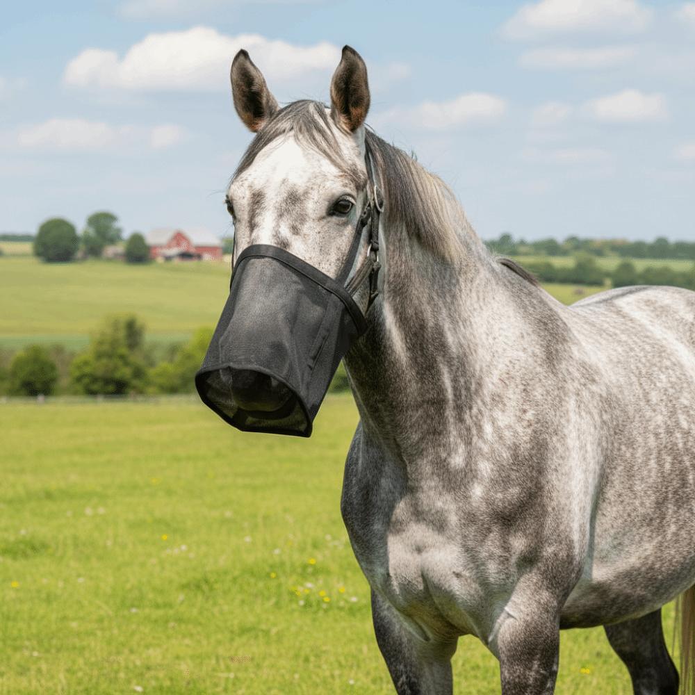 Multi-color Leak-Proof Horse Feeding Bag Adjustable Mesh Grazing Muzzle Elastic Breathable Mouth Dry Grass Bag Training
