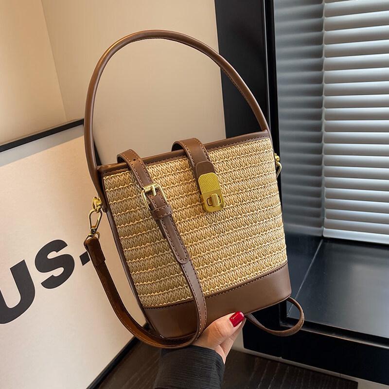 OGAR Women's Summer Woven Bucket Bag