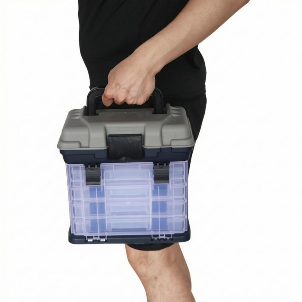 Tackle Organizer Lightweight Fishing Box with 4Layer Drawers Compact for Boat Trips Red