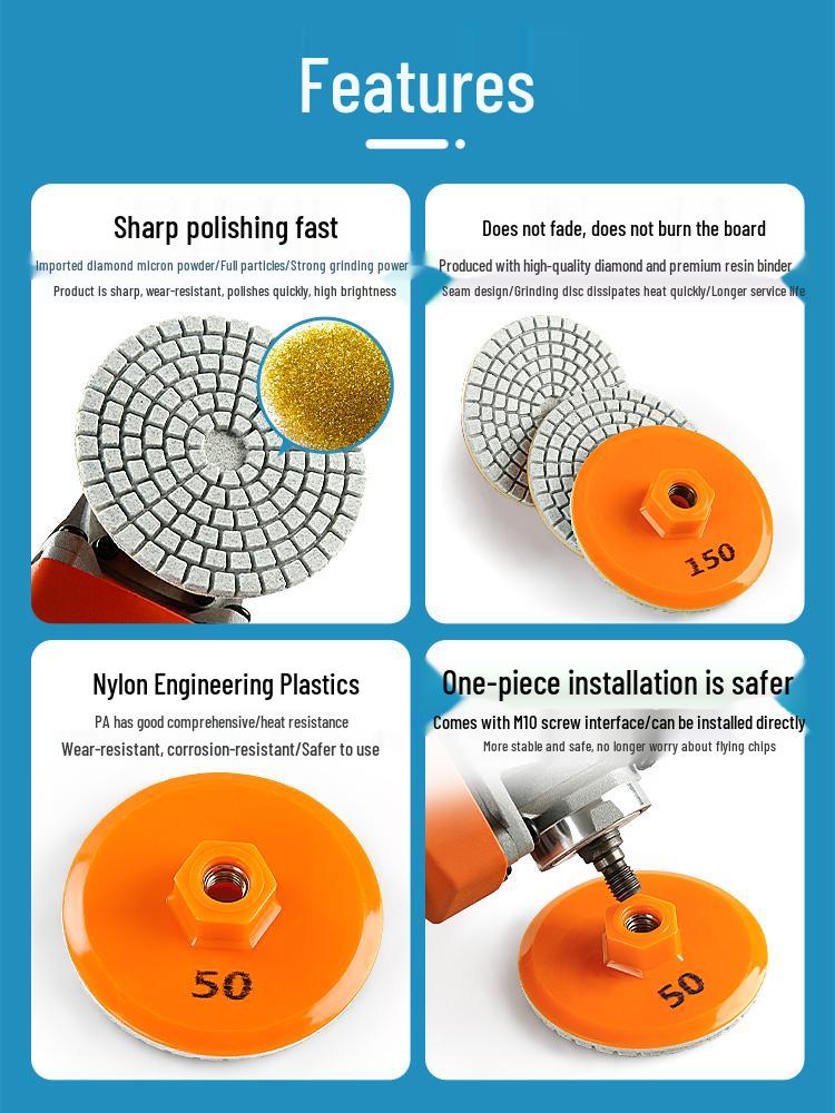Integrated Tile Edge Grinding & Polishing Disc for Stone, Marble, Quartz, Chamfering, and Dry Trimming