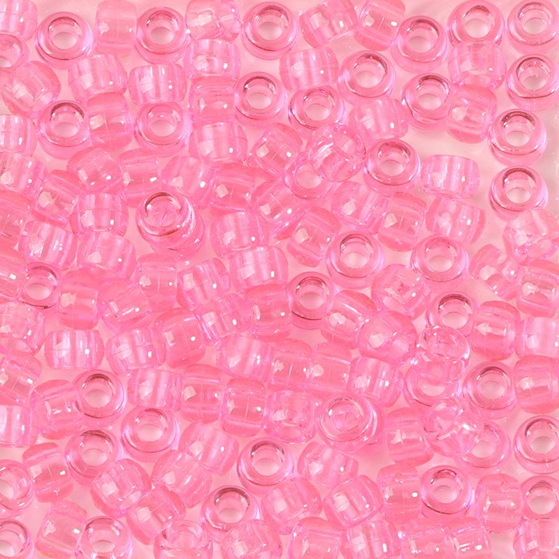 "100 Pcs Large Hole Transparent Frosted Barrel Beads - Colored Onion Powder Plastic Pony Beads for Dreadlocks and Wigs"