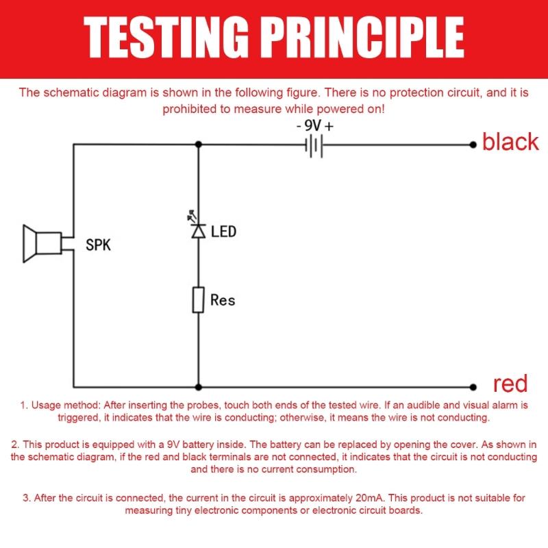 Plastic 20mA Circuit Tester Tool With Audible Alarm And Visual Indicators For Electrical Diagnostics Quick Fault Finding