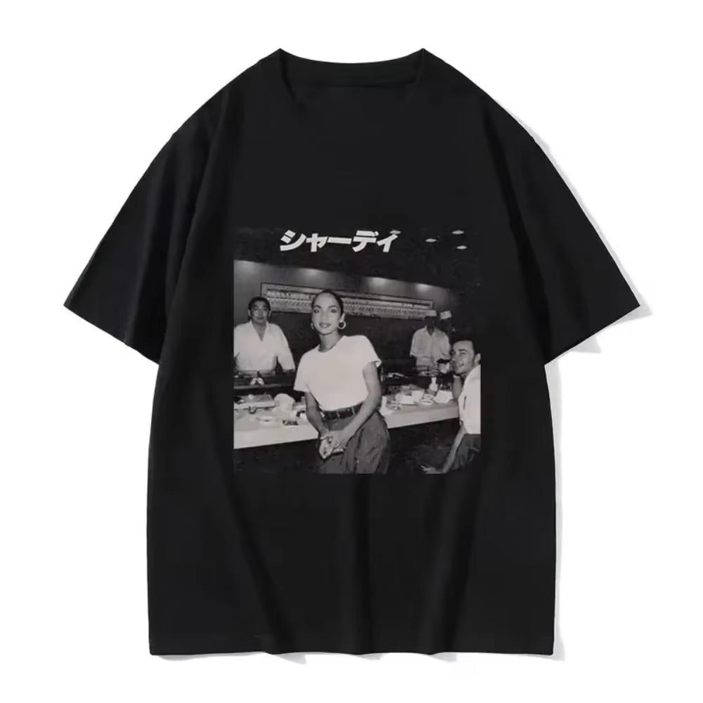 90s Singer SSade Print Graphic T Shirt Men and Women Hip Hop Vintage Short Sleeve Tshirts Oversized Tshirt Streetwear Graphic