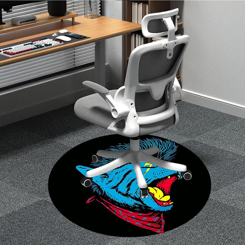 1pc Panther Rocker Office Round Area Rug, Indoor Mat Suitable For Office, Under Office Chairs Bedroom Living Room Home Decor, Room Deco