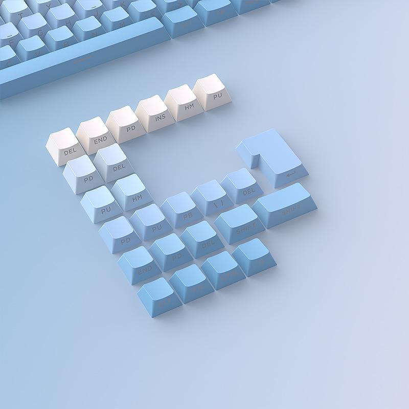 Xiaomi 2025 New Sky Blue Gradient Side Engraved Backlit 134 Mechanical Keycaps PBT Double Shot Original Height for Mechanical Keyboard