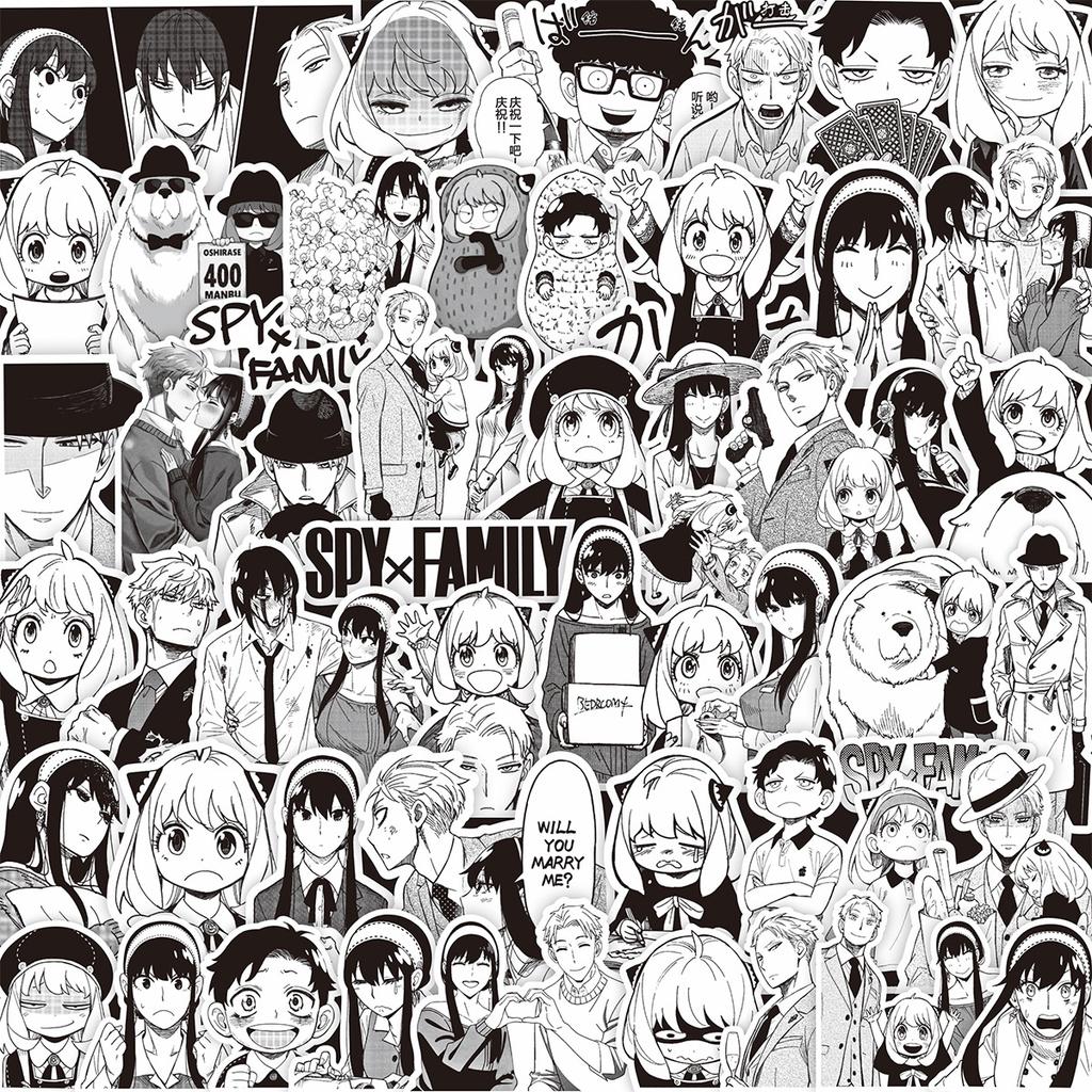 70 unidades/juego de espías × familia . Pegatinas clásicas en blanco y negro serie 01, pegatinas de garabatos impermeables a la moda DIY