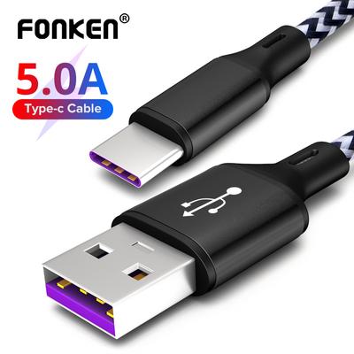 FONKEN 5A super įkrovimas 1M greito įkrovimo USB tipo C laidas, skirtas mobiliajam telefonui