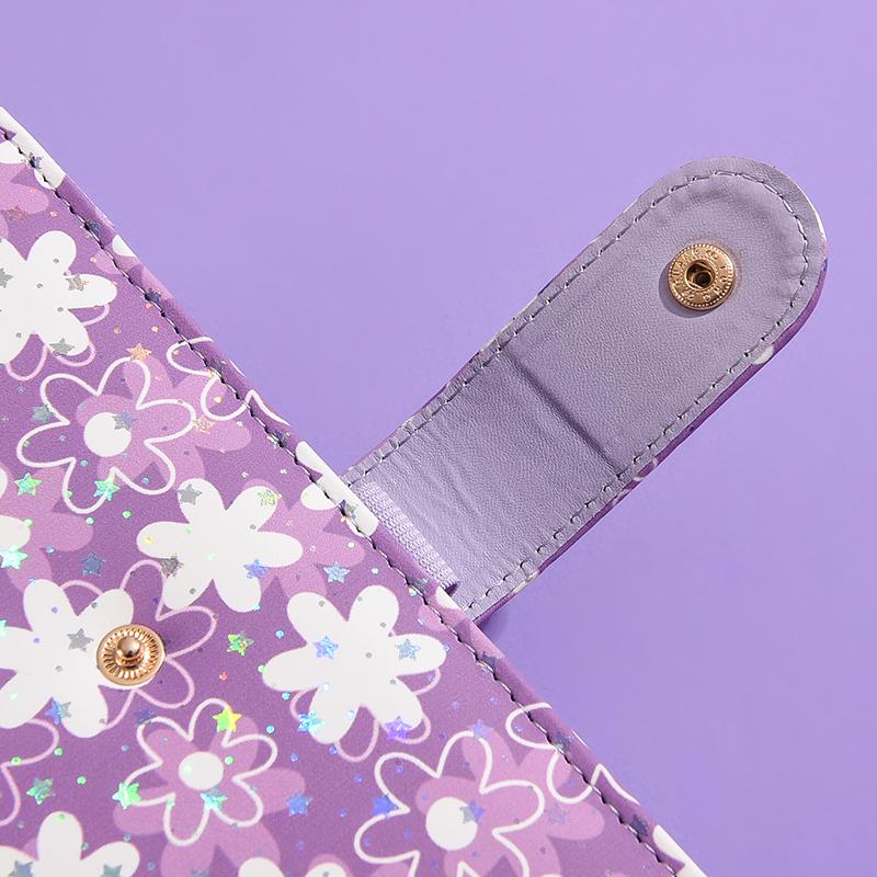 A6 Snowflake Button PU Leather DIY Binder Notebook Only Cover Diary Books Schedule Covers School Stationery
