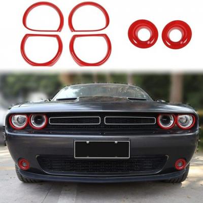 6x Osłona Pierścienia Reflektora Przedniego i Lamp Przeciwmgielnych dla 2015- Dodge Challenger