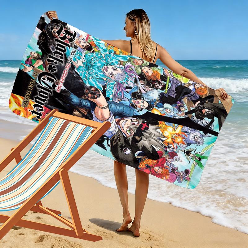Anime Black Clover Print Beach Towel, Large Soft Quick Dry Towel for Beach Camping Swimming