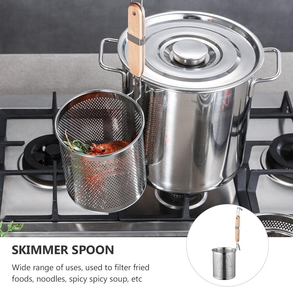 Hot Pot Edelstahl Sieb Filter Sieb Abseihlöffel Holz Nudelkorb Küchenzubehör