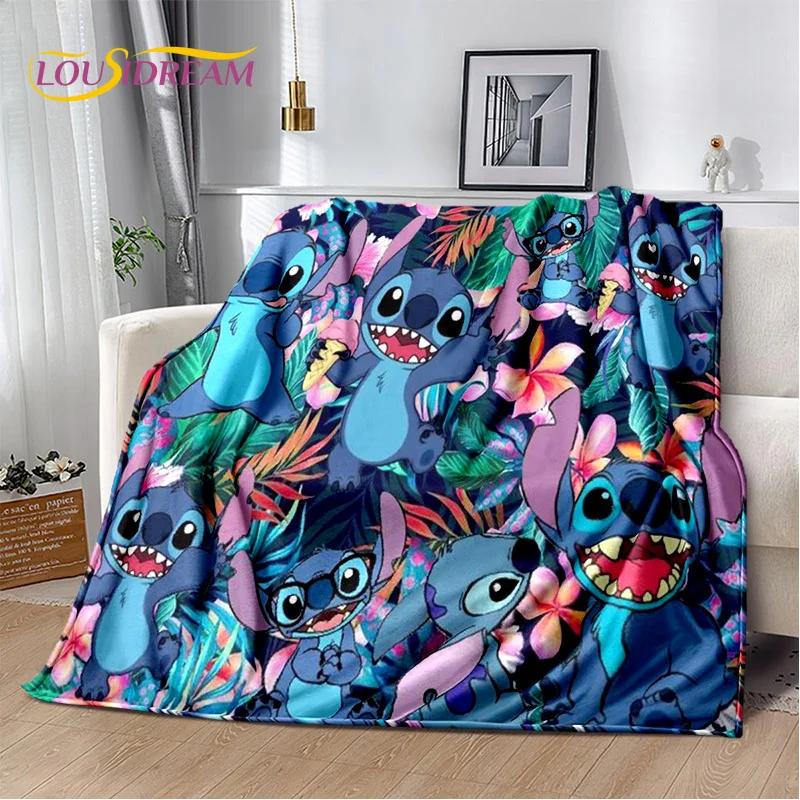 Coperta morbida in flanella con Stitch mostro cartone animato, Coperta da lancio Coperta comoda per picnic Letti Divano Casa Camera da letto Regalo Bambino