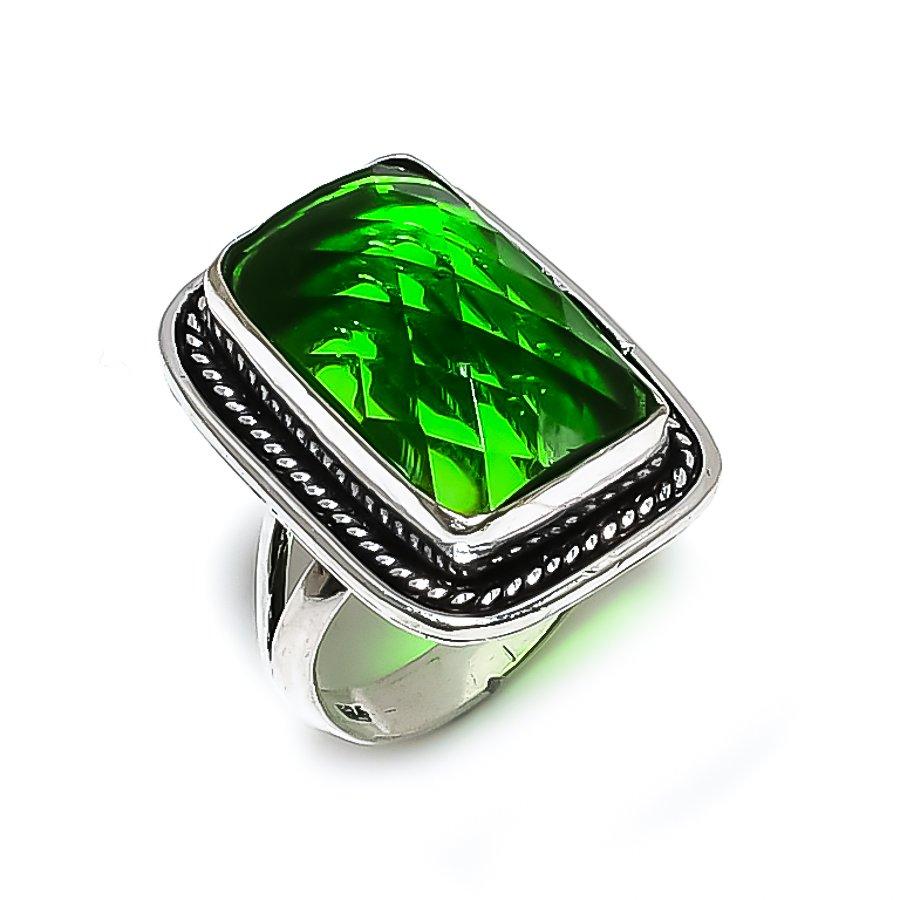 Peridot Gemstone 925 Steling Silver Jewelry Ring Size 8