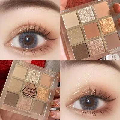 Matná paleta očních stínů Glitter Highlighter Shimmer Eyes Přírodní dlouhotrvající atraktivní kosmetický make-up 9 barev, 08 DKL-029-03