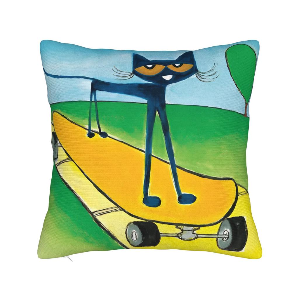 Petes  the Cat  Square Pillow Cases Cartoon  Cushion Cover Novelty Zippered Decorative Pillowcase for Bed X
