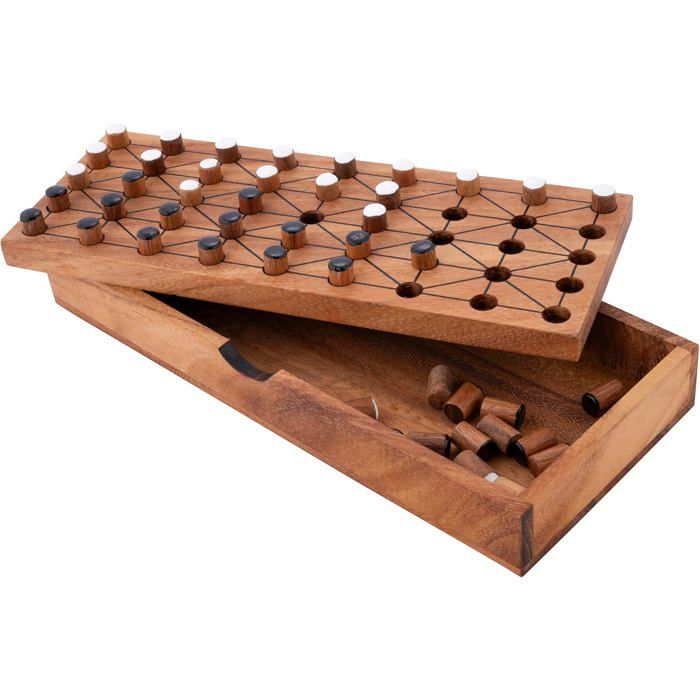 Holz-Brettspiel - ENGELHART - 350510 - Fanorona Akazie - Faltbares Brett - Integrierte Aufbewahrung