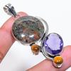 Natural Unakite, Amethyst 925 Sterling Silver Jewelry Pendant 2.76" AP-14056