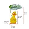 Cartoon Duck Figurine Holding Leaf Resins Ornament Decorative Animal Miniature For Potted Plant Displays And Shelves