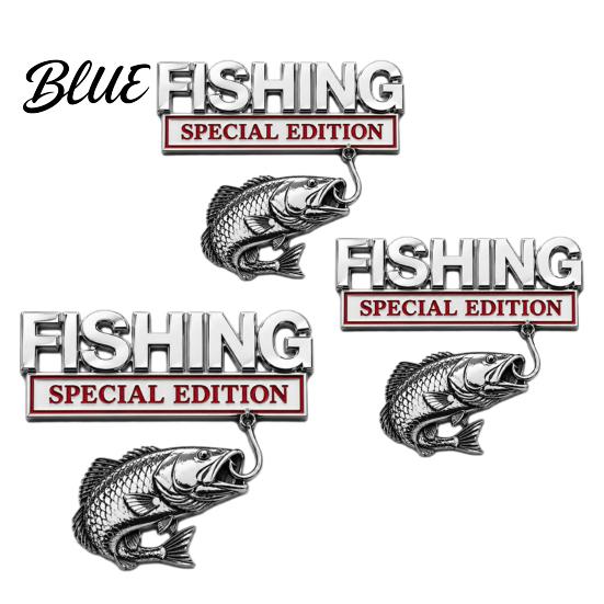Fishing Theme Vehicle Badge Special Edition Car Emblem Bass for Vehicle Waterproof Sticker Aluminum Metal Fish Hook Decal Truck SUV Fisherman Gift