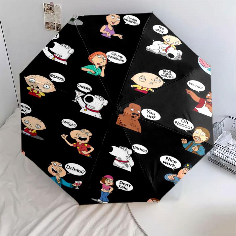 Family Guy Cartoon pattern, automatic folding umbrella, portable and foldable design, 8 ribs, a Christmas or birthday gift.