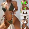 Women Summer Beach Holiday Sexy Bandage Solid Color Triangle Bikini