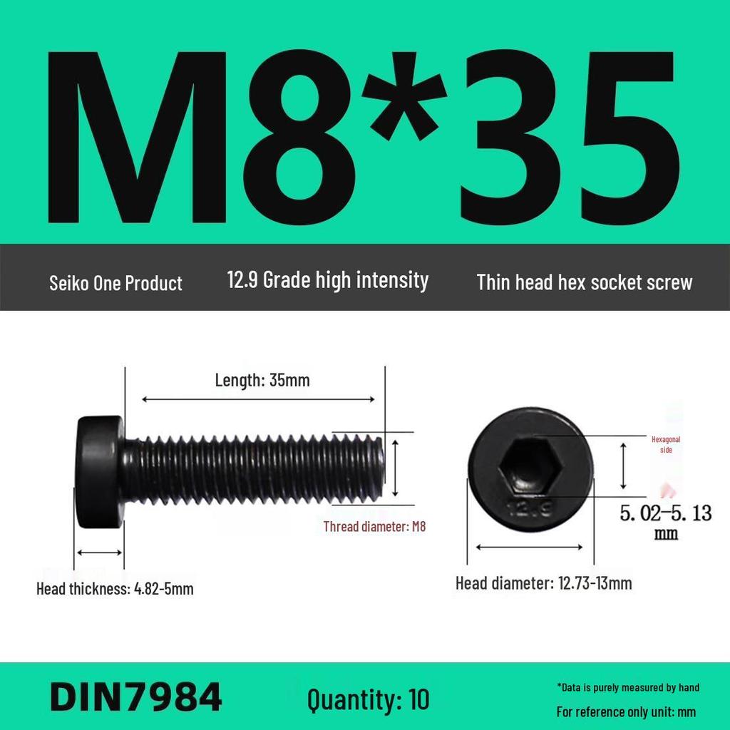 DIN7984 Grade 12.9 Thin Head Hex Socket Cap Screws - Sizes M3 To M16