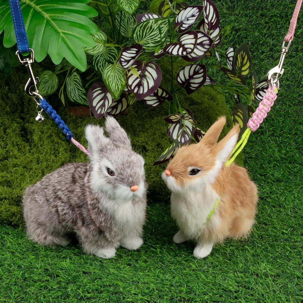 2pcs Figure 8 Harness and Leash with Reflective Strap and Bell for Ferrets, Rabbits, Bearded Dragon, Guinea Pig, Chinchilla and Hamster Small Animal