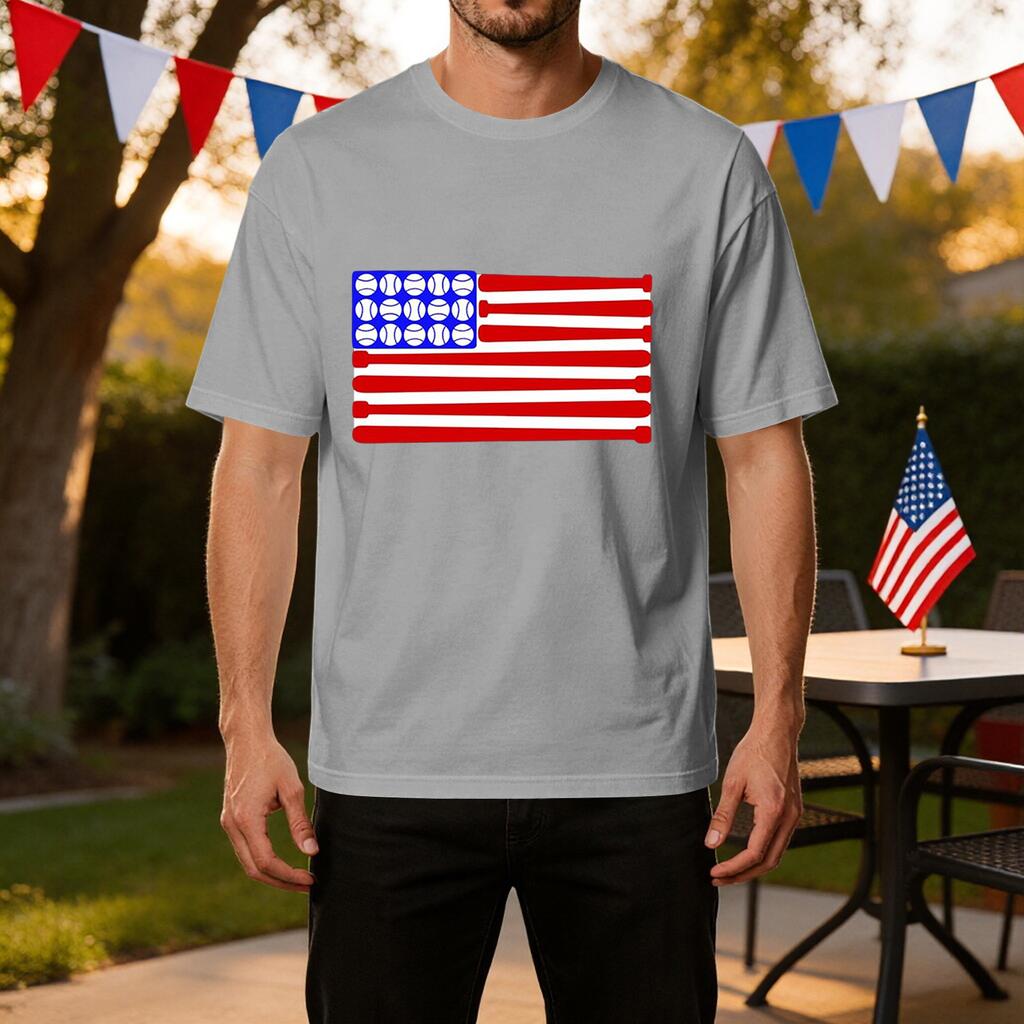 Men's Casual Independence Day T-Shirt Lightweight Breathable Ice Silk Fabric Short Sleeve Crew Neck Printed Sports Tee