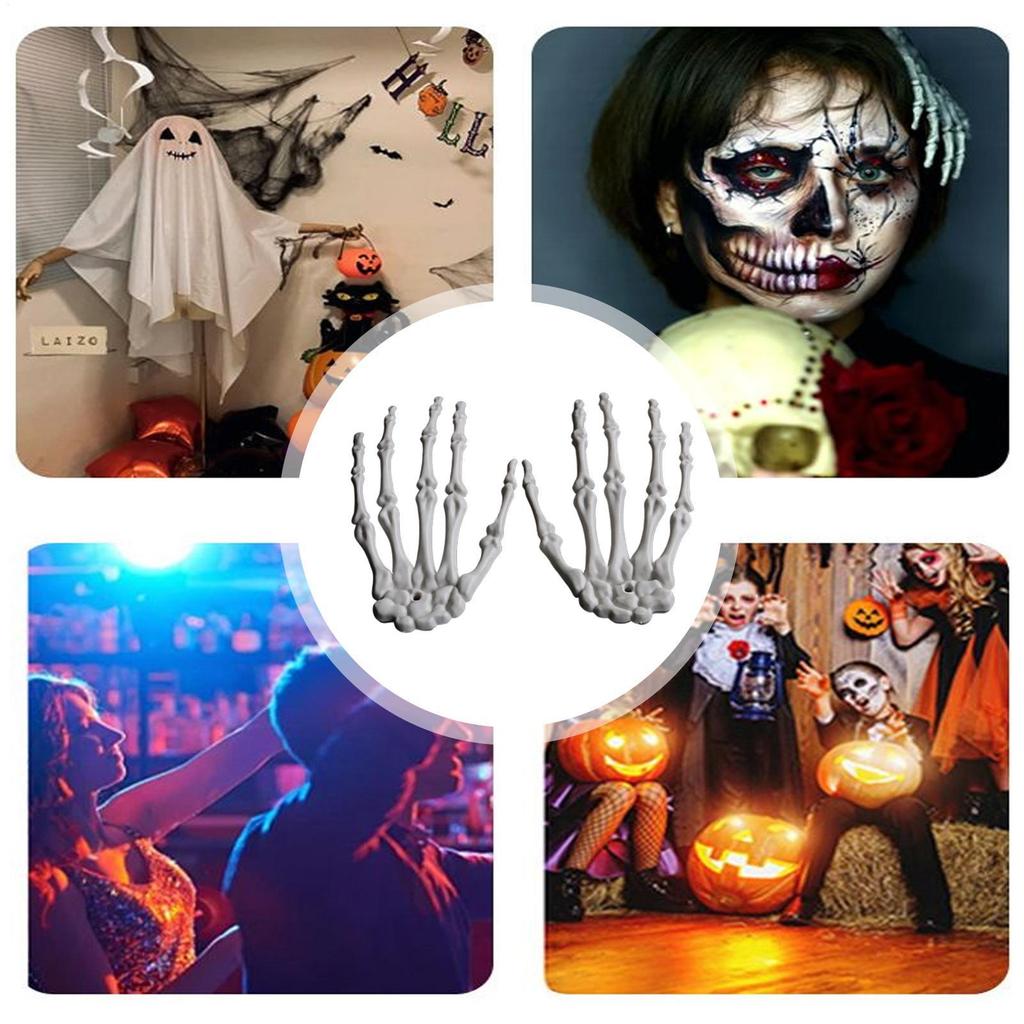 1 Pair Halloween Skeleton Horror Decor Skeleton Hands Ornament Realistic Fake Arms Seasonal Decoration Hangable For Porch