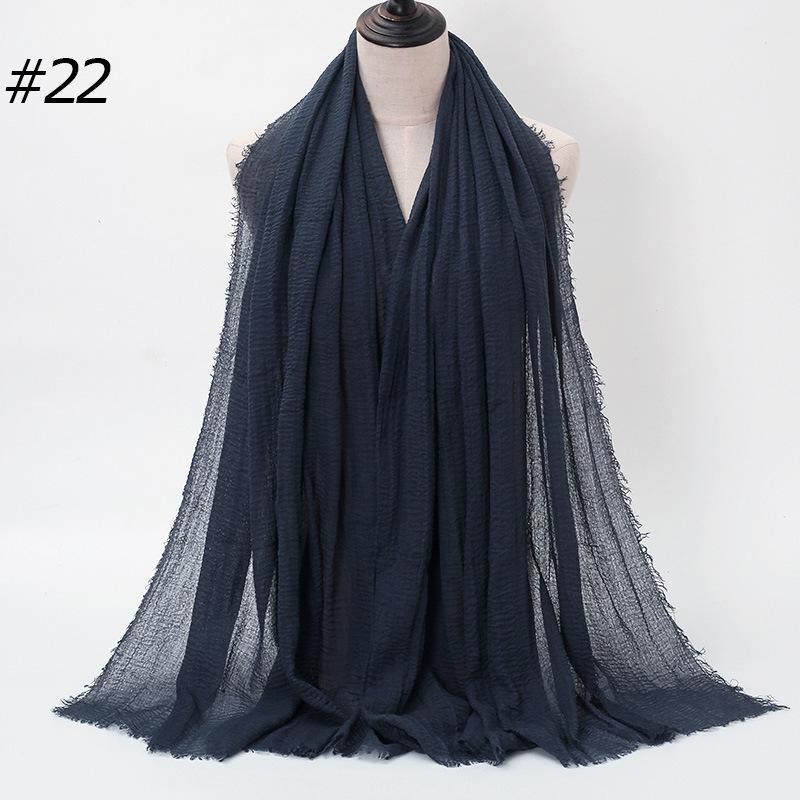 Solid Color Wrinkled Cotton-Linen Feel Women's Headscarf with Fur Edge