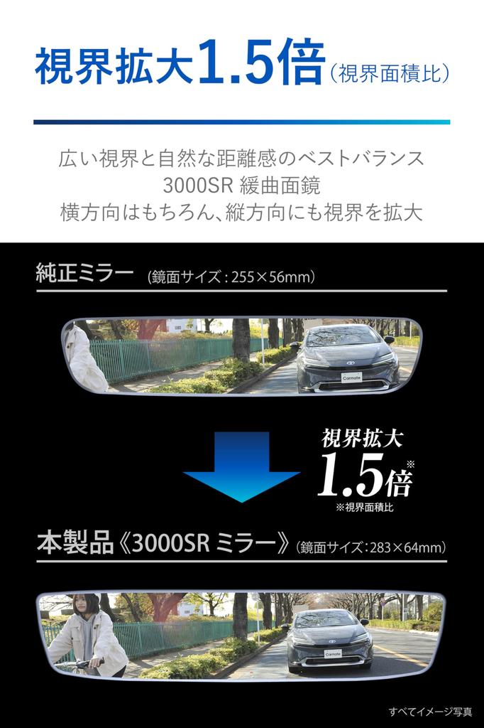 Carmate Car Rearview Compatible with Toyota Corolla Cross and Wide PL204 Anti-Glare Mirror, ZVG11, ZVG13, ZVG15, ZVG16, ZSG10, MXGA10, MXGH15, Chrome,