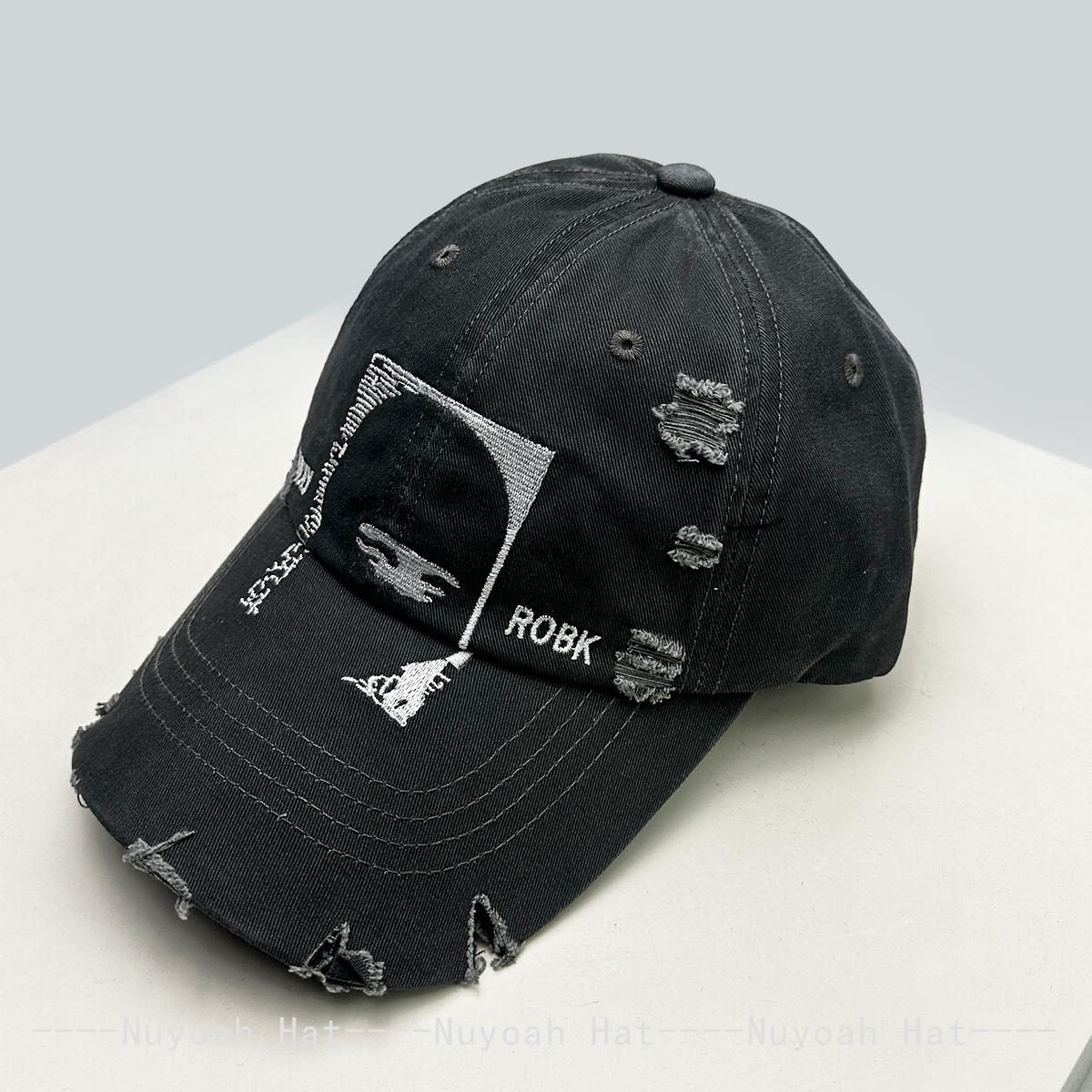 

New Men Women Broken Style Embroidered Ninja Letters Baseball Hats Sunshade Personal Versatile Notch Peaked Caps Fashion Niche 52-60cm