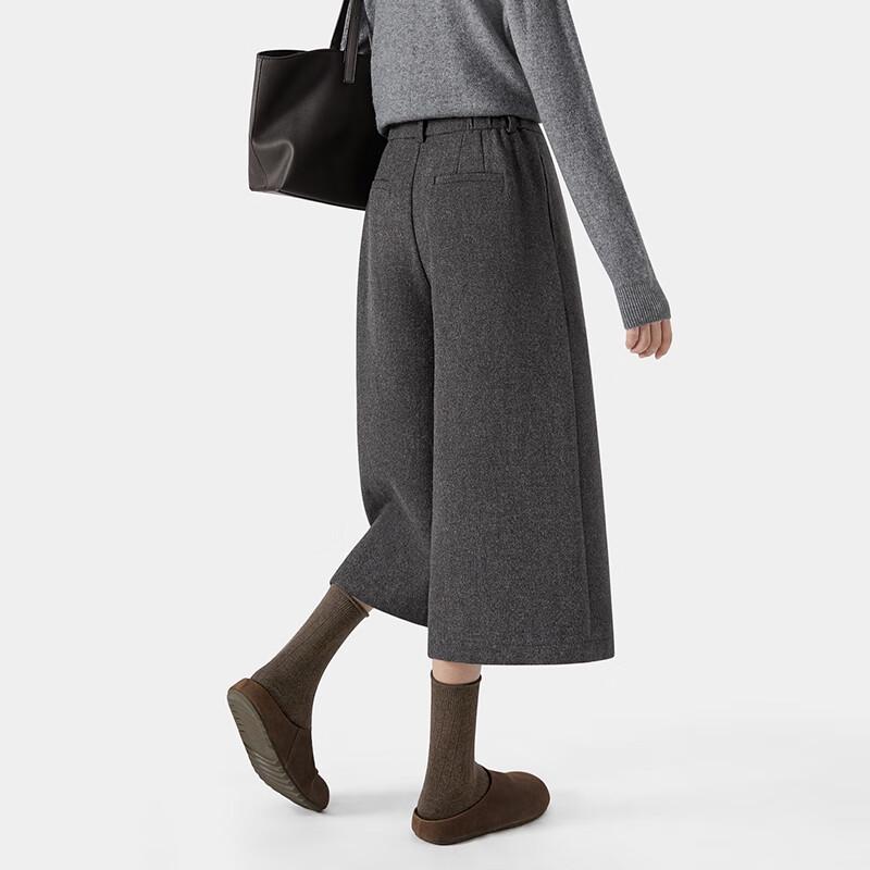 Women's Loose Fit Wool Blend Wide-Leg Pants