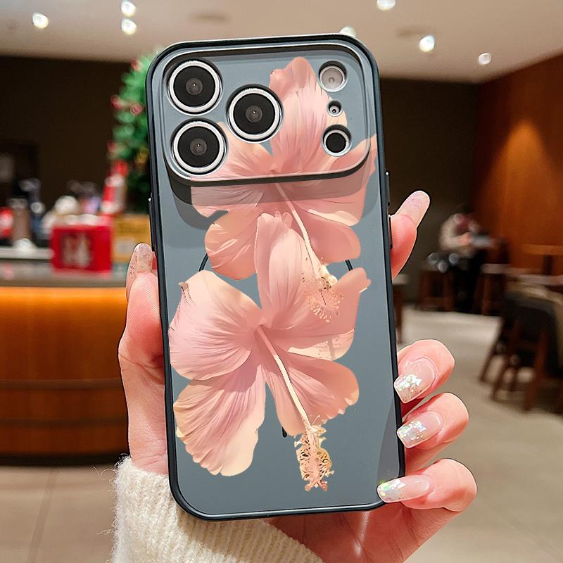 Pink Hibiscus Flower Pattern For iPhone 17 Pro Max Funda iPhone 16 15 14 13 Pro Max Skin Feeling Magnetic For Magsafe Shockproof Bumper Cover