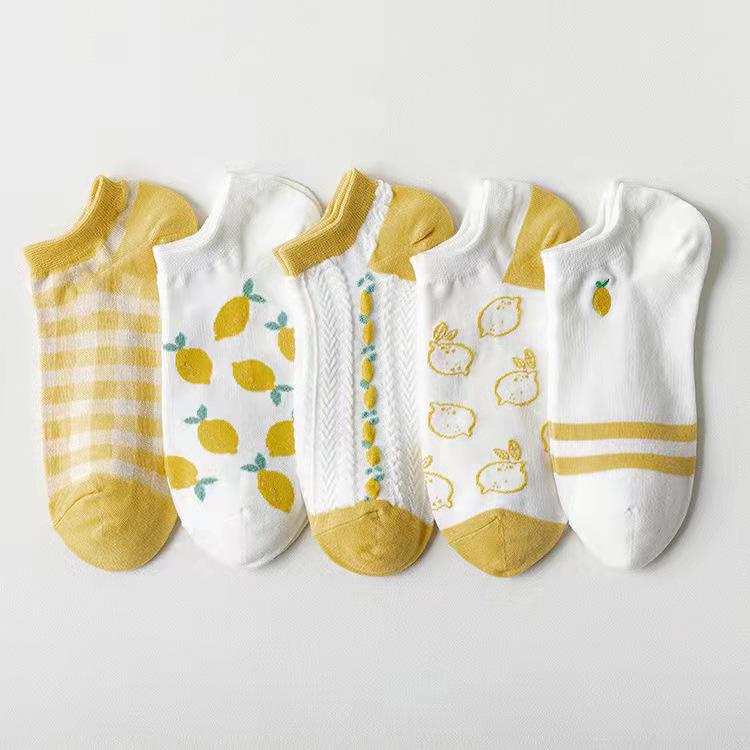 

Женские тонкие низкие носки лимонного цвета, корейский и японский стили, невидимые носки-лодочки - милый весенне-летний студенческий образ One Size