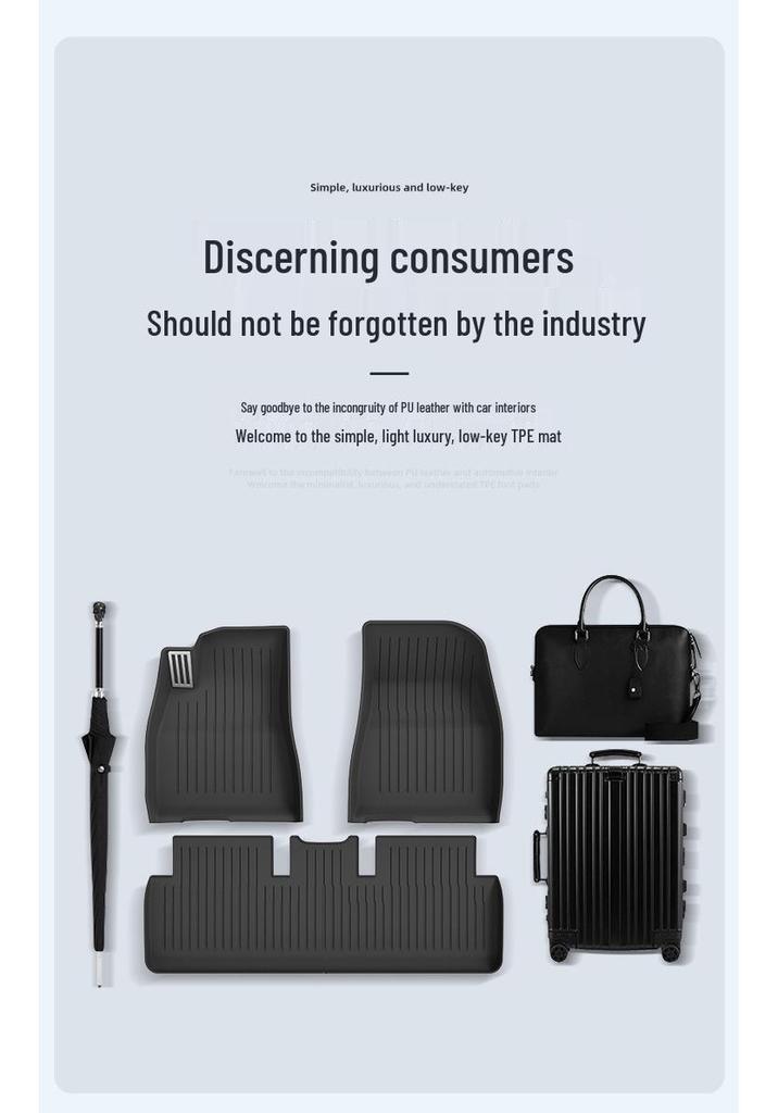 Eco-Friendly TPE Floor Mats for '23 Tesla Model 3 (Refreshed), Injection Molded Pedal Style.